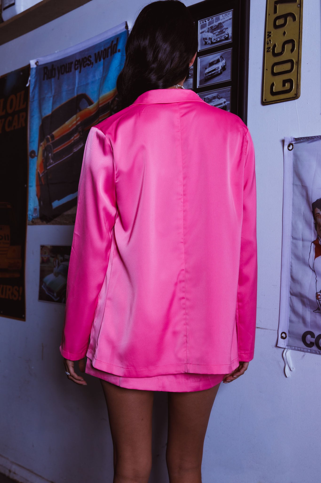 Jazmyn Satin Blazer Pink by Selfie Leslie