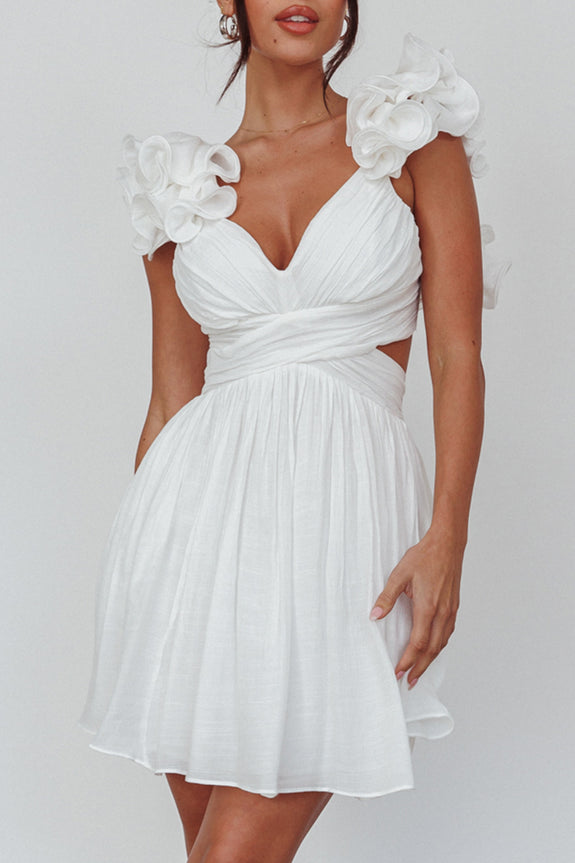 Pixi Off-Shoulder Lace-Up Back Mini Dress White main image 0