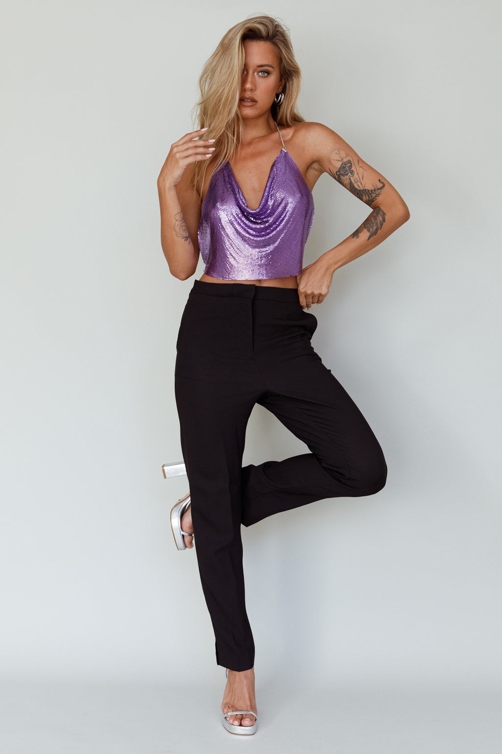 Moonshine Chain Mail Mesh Top Lavender by Selfie Leslie