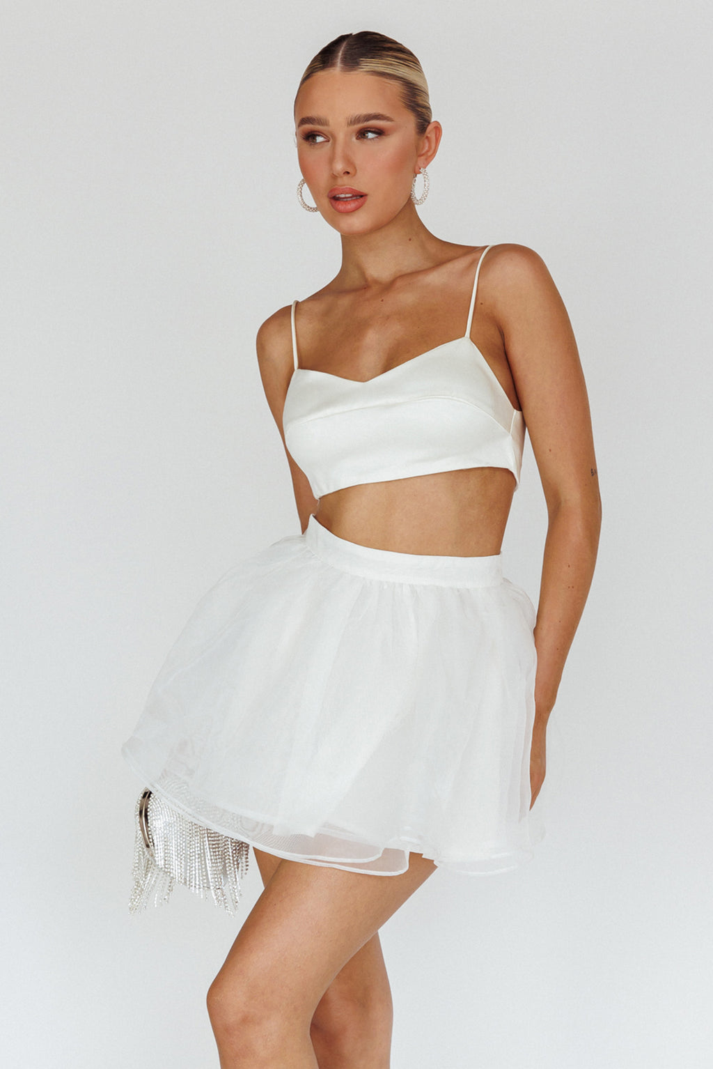 Karrie Layered Ballet Mini Skirt White by Selfie Leslie