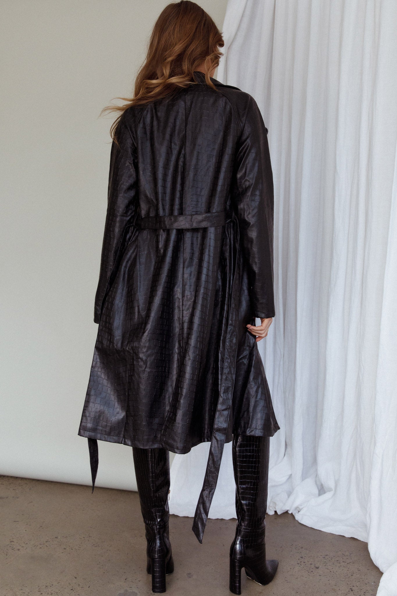 Wilhelmina Long Jacket Embossed Black by Selfie Leslie
