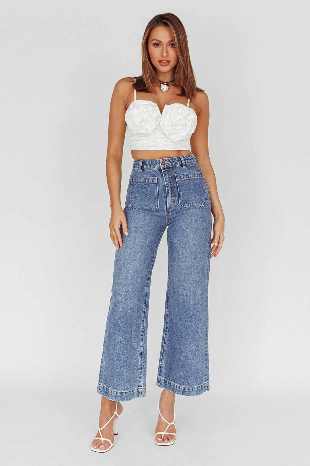 Romina Rose Bust Crop Top Ivory by Selfie Leslie