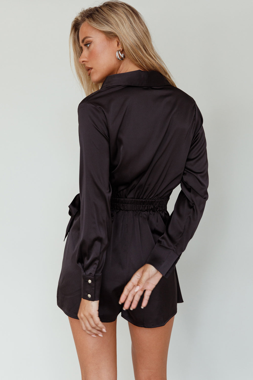 Turning Heads Side Tie Romper Black by Selfie Leslie