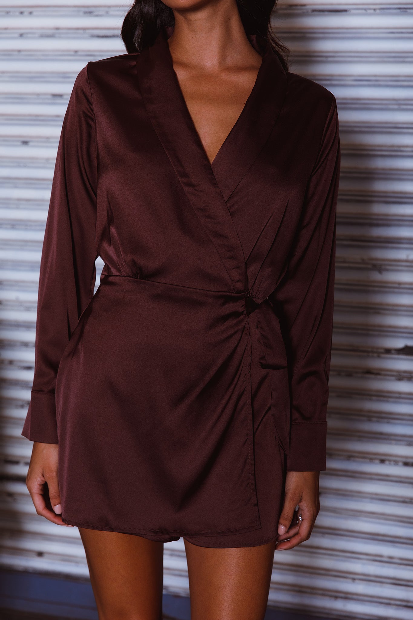 Turning Heads Side Tie Romper Russet by Selfie Leslie