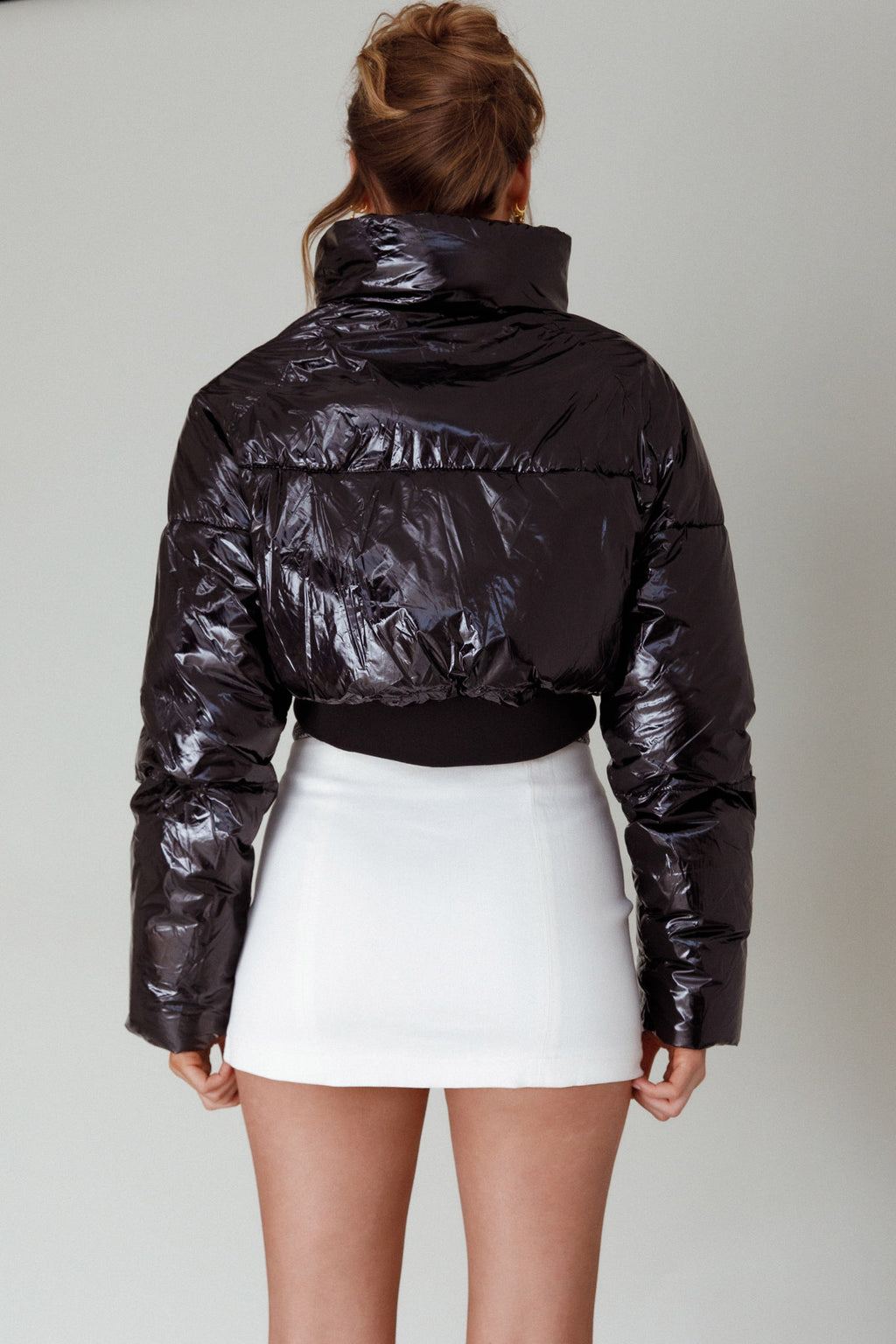 Eadie Crop Puffer Jacket Black by Selfie Leslie