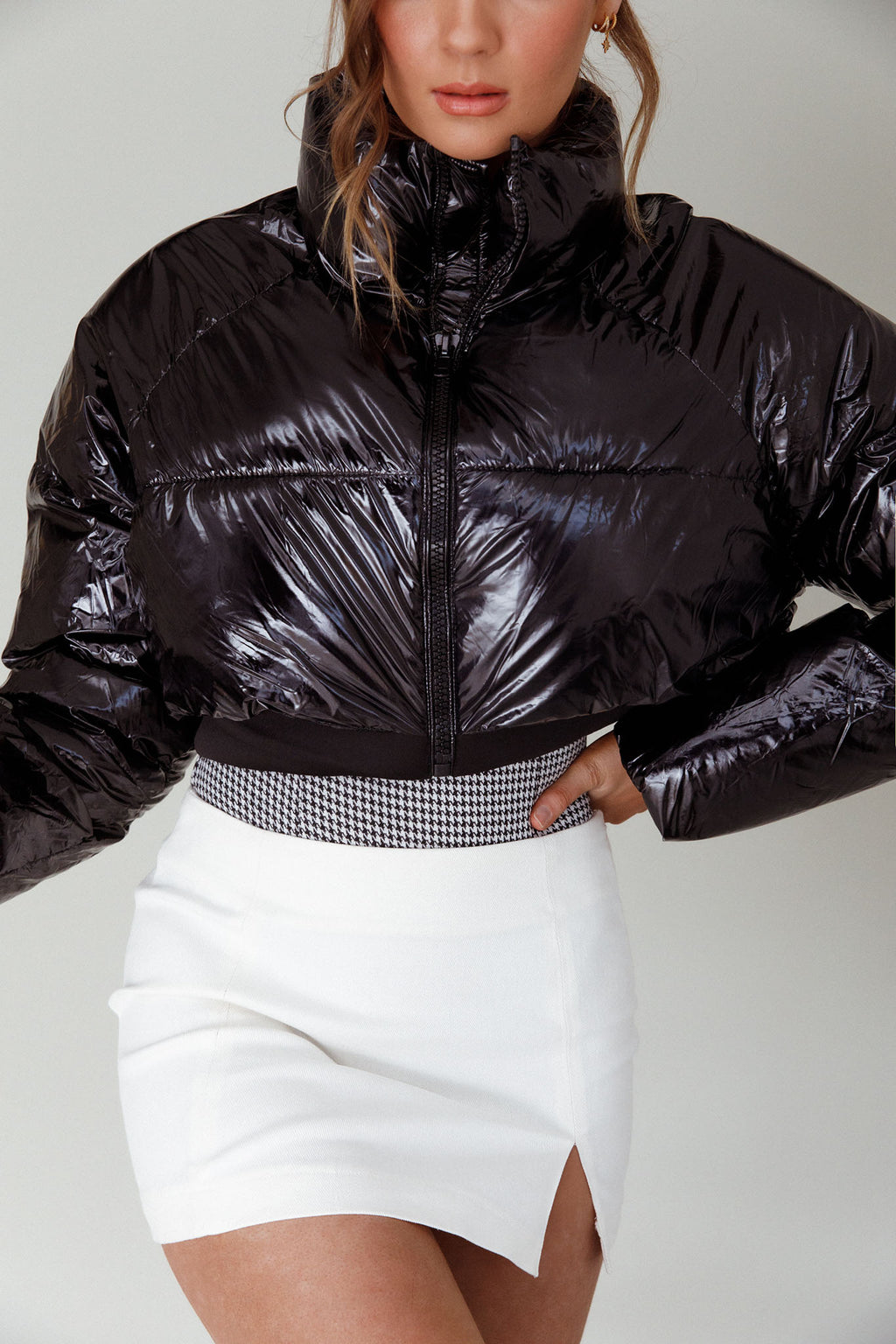 Eadie Crop Puffer Jacket Black by Selfie Leslie