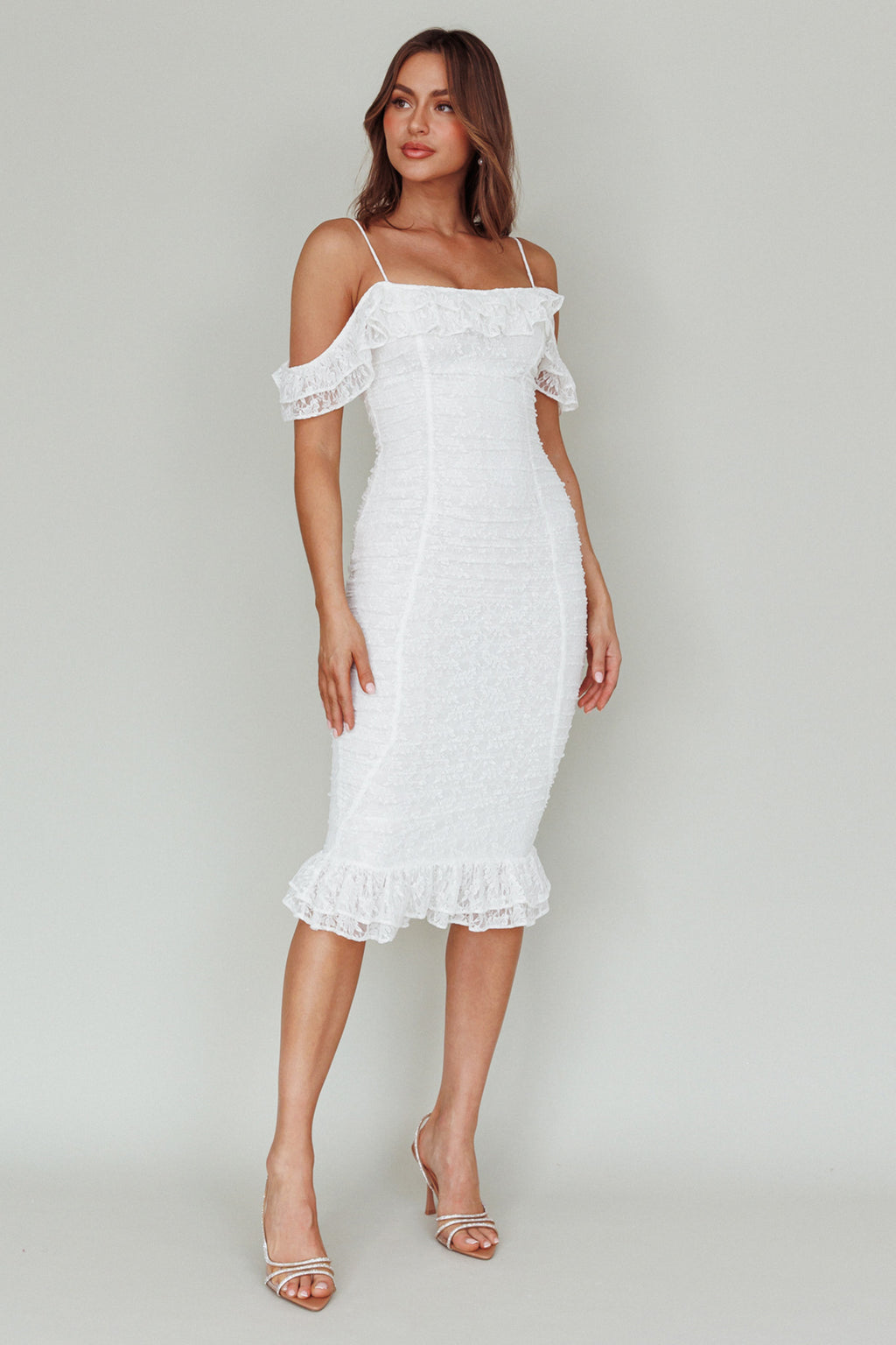 Wish Come True Lace Midi Dress White by Selfie Leslie