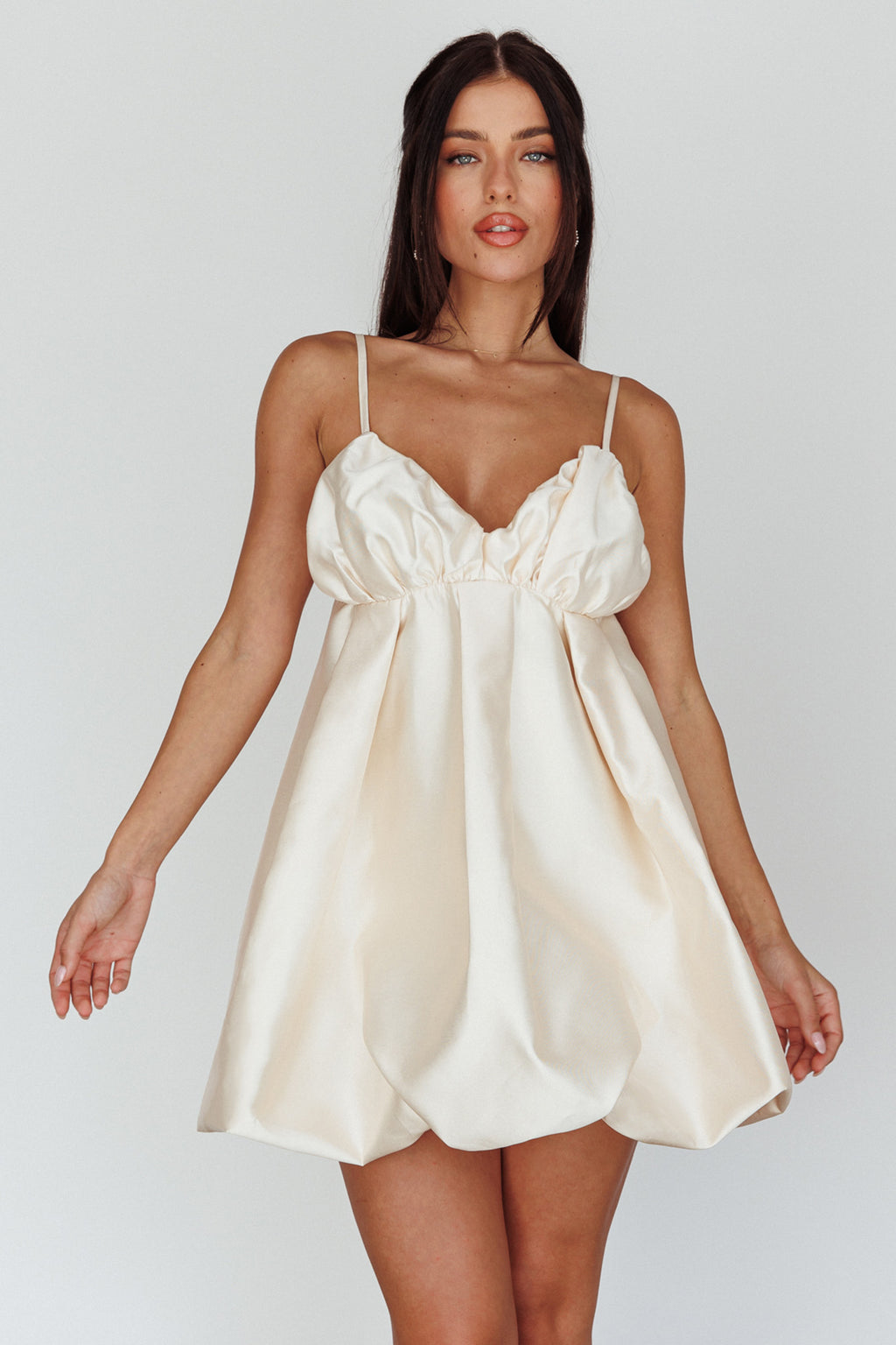 Cannes Hardly Wait Puffed Hem Mini Dress Vanilla by Selfie Leslie