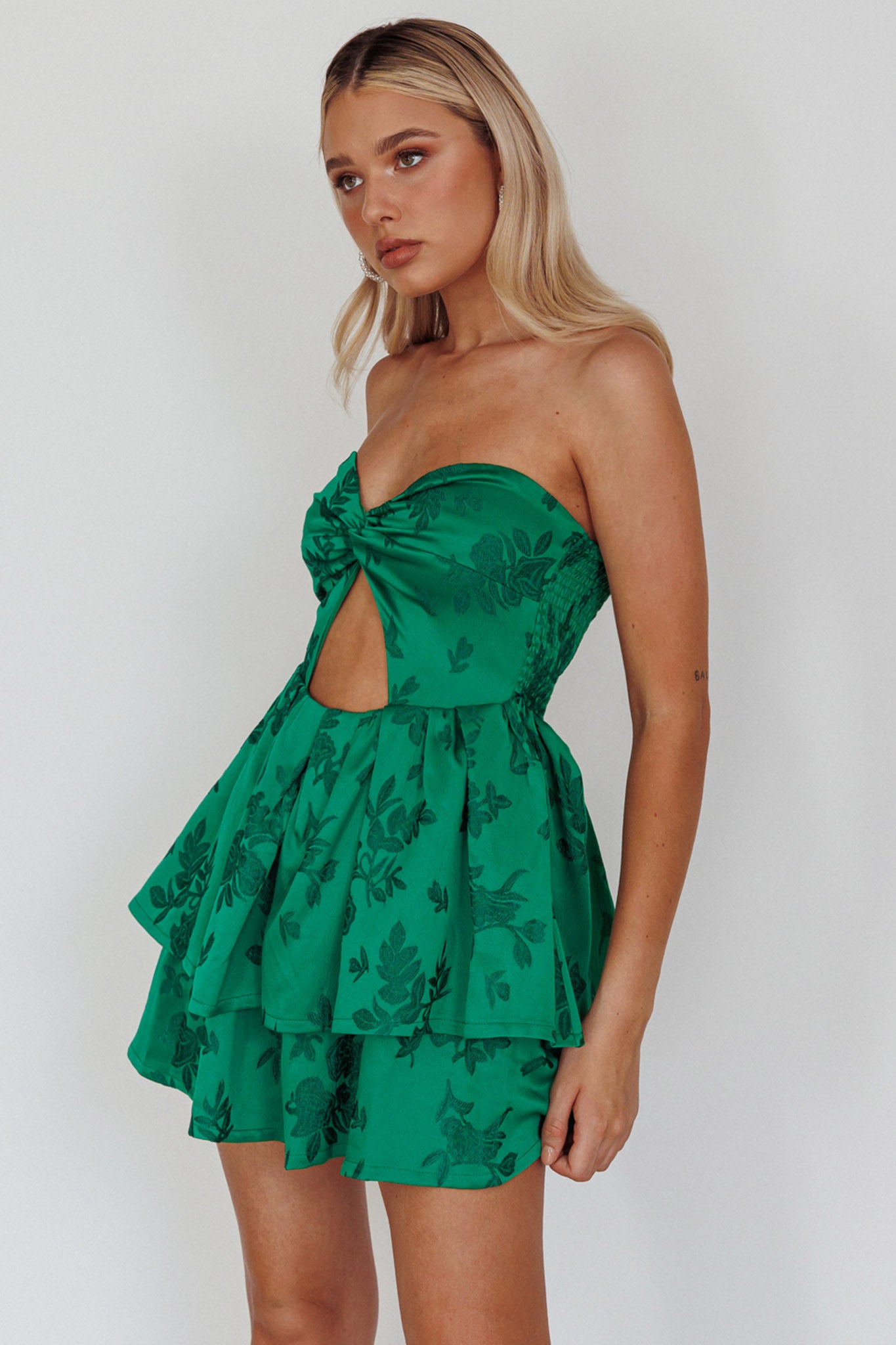 Tylah Keyhole Twist Bust Mini Dress Green by Selfie Leslie