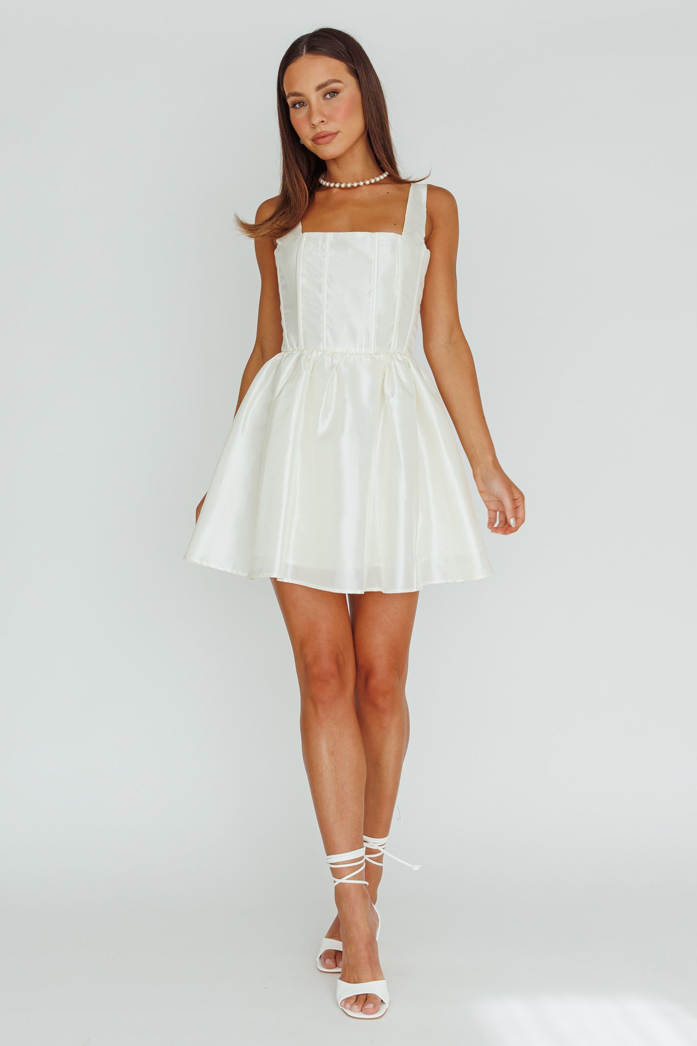 Suri Corset Bust Mini Dress Ivory by Selfie Leslie