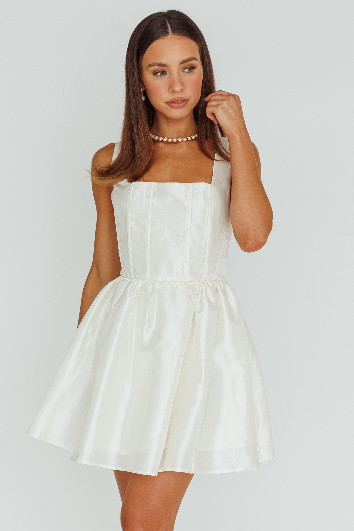 Suri Corset Bust Mini Dress Ivory | Selfie Leslie