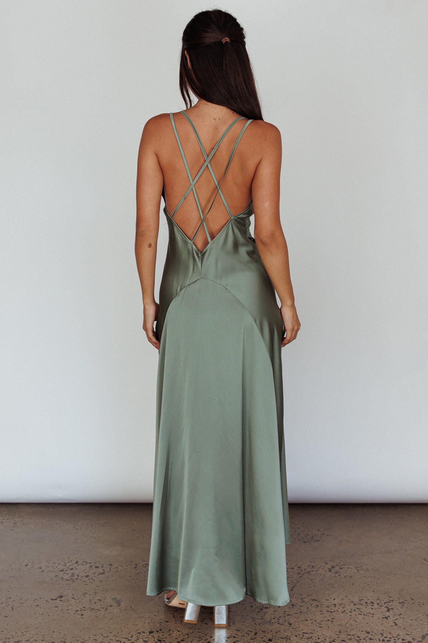 Signature Lace Trim Midi Dress Sage by Selfie Leslie