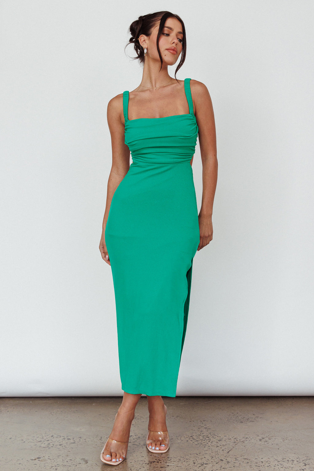 Cosmic Love Strappy Back Midi Dress Green by Selfie Leslie