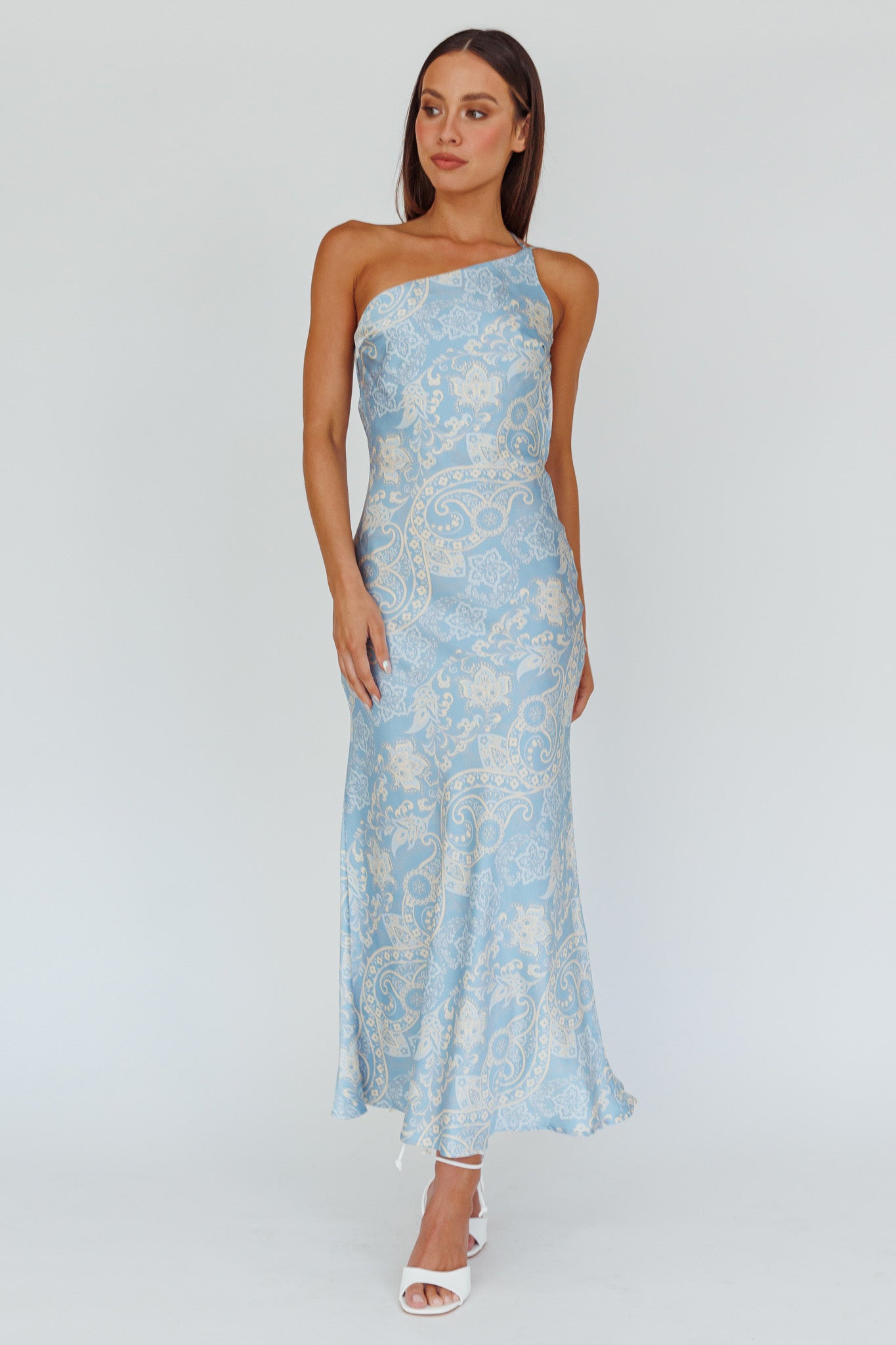 Eloah One-Shoulder Maxi Dress Blue Multi by Selfie Leslie