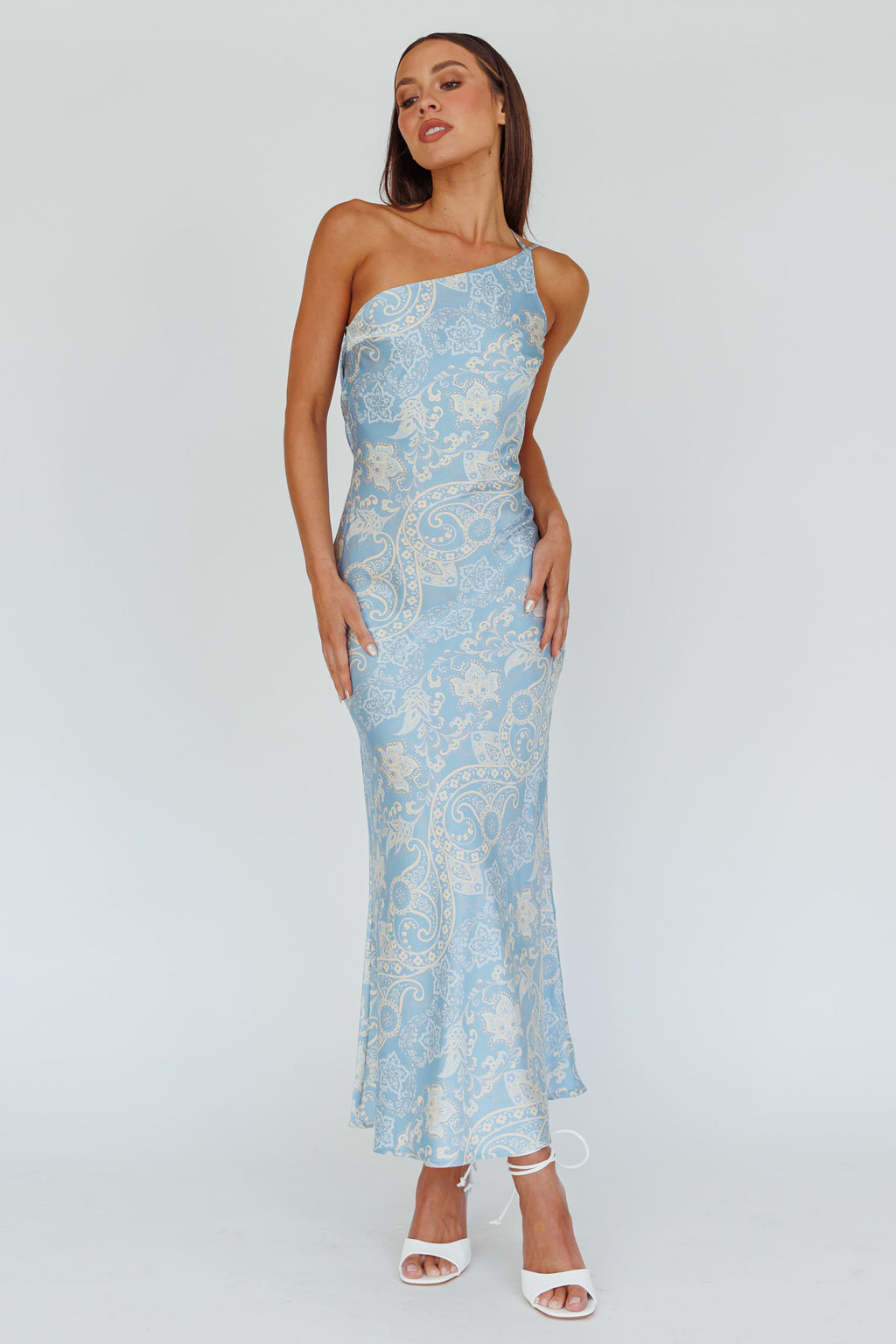 Eloah One-Shoulder Maxi Dress Blue Multi by Selfie Leslie