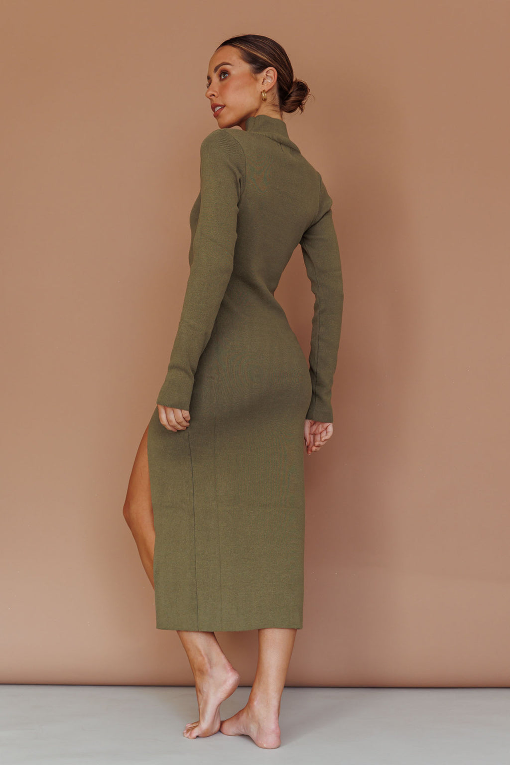 Get Acquainted Cut-Out Bust Midi Dress Olive by Selfie Leslie