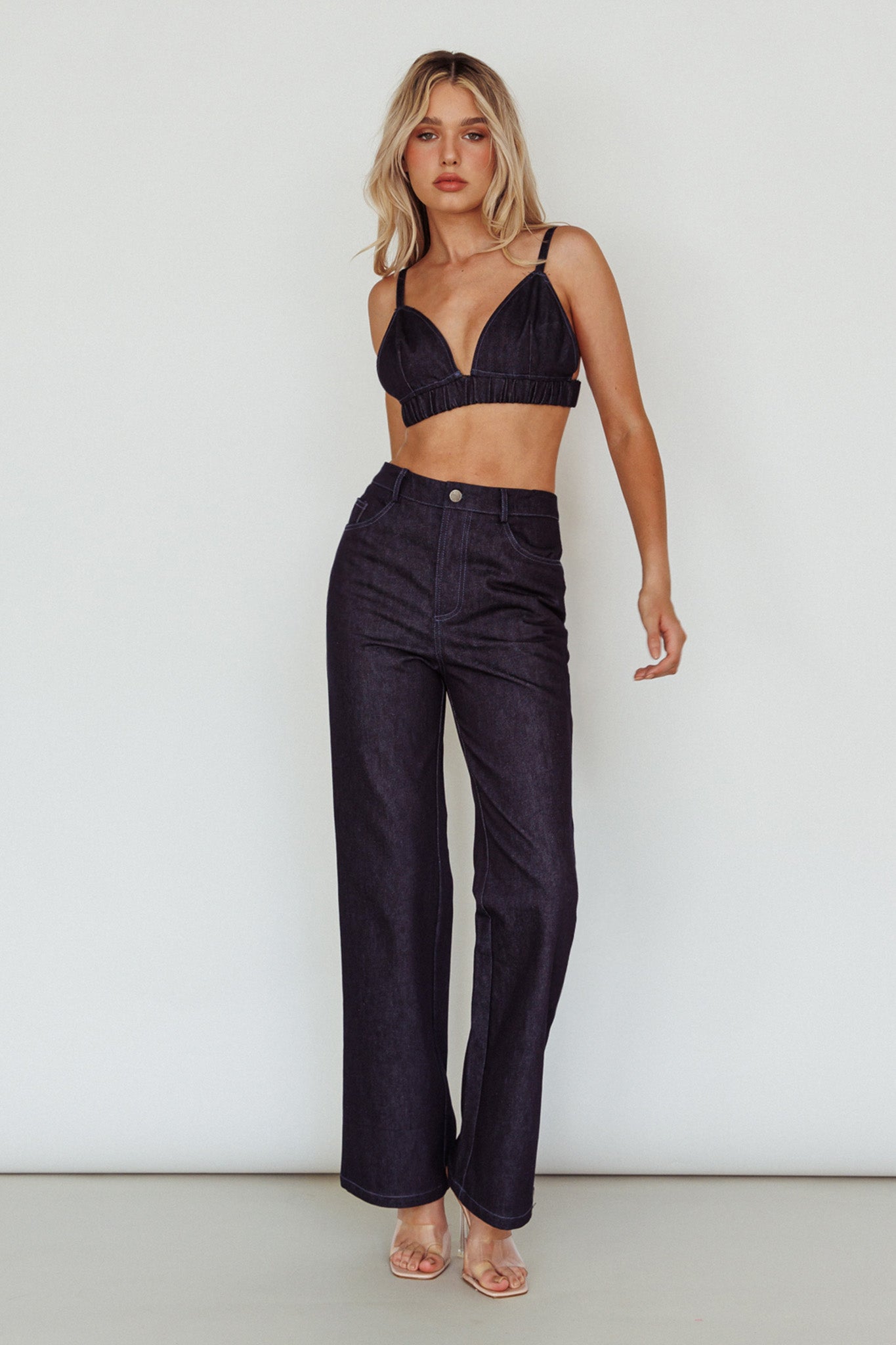 Isalei Bralette Crop Top Denim by Selfie Leslie