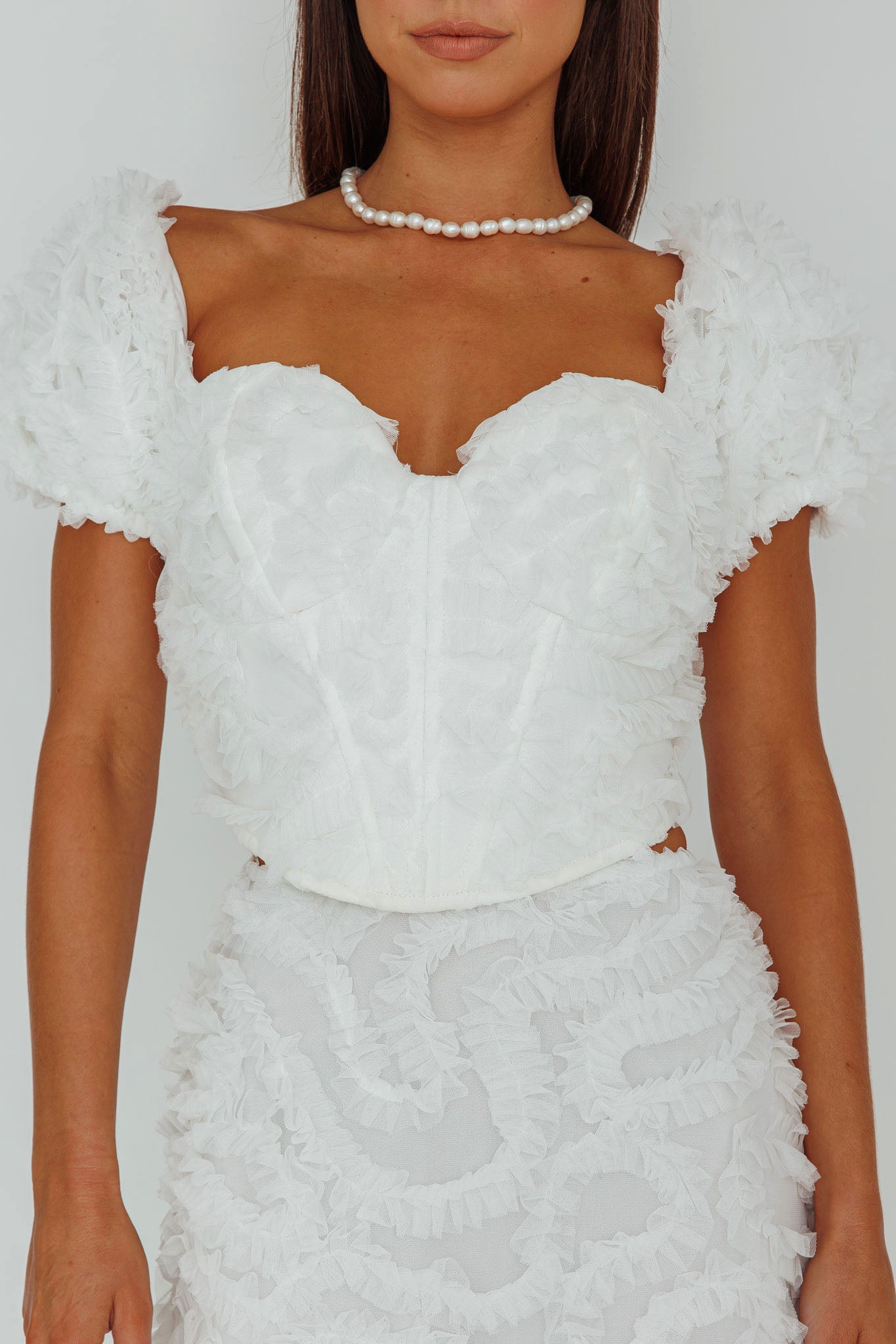 Cielito Embellished Crop Top White by Selfie Leslie