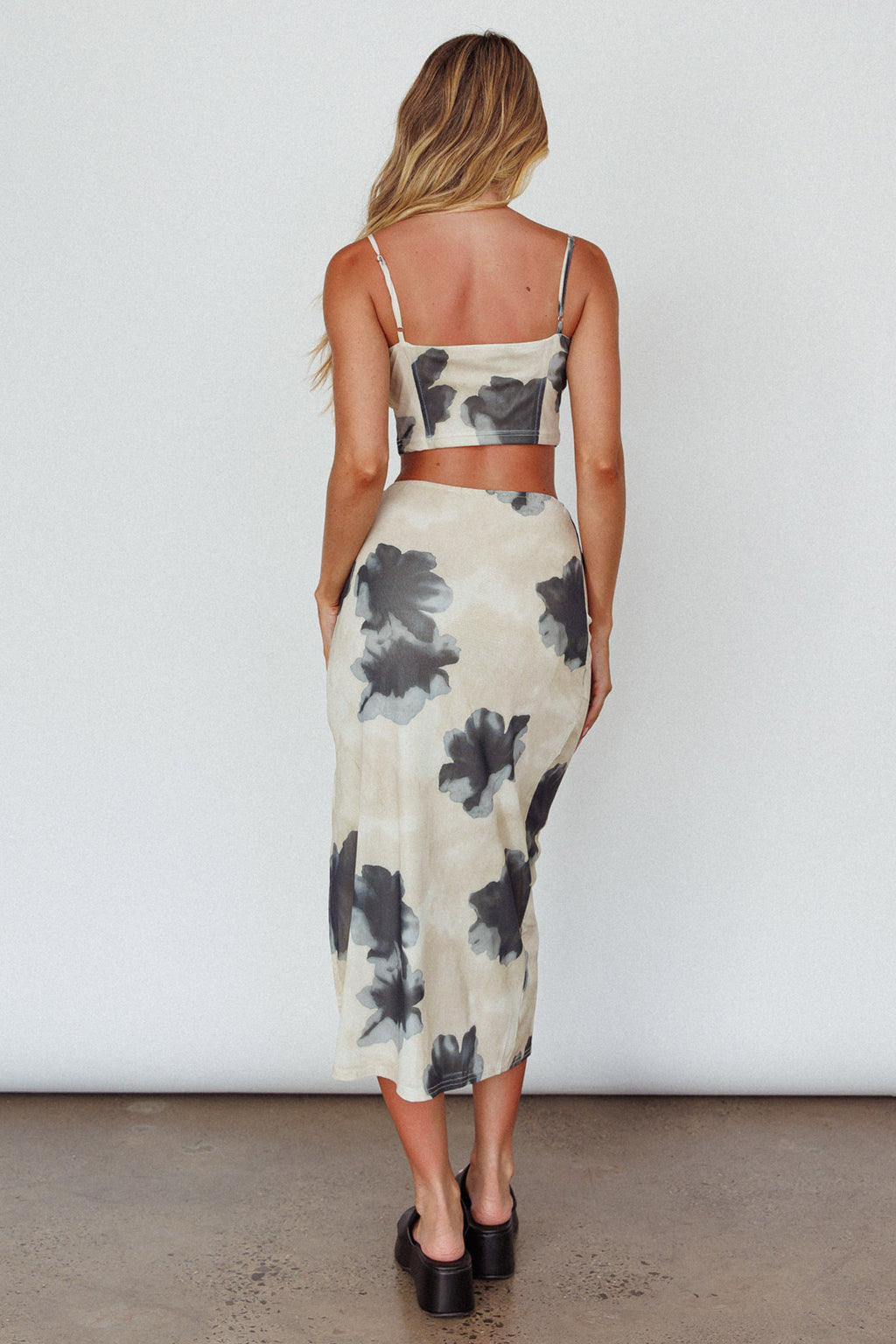 Miss Me Tied Bust Crop Top Floral Cream by Selfie Leslie