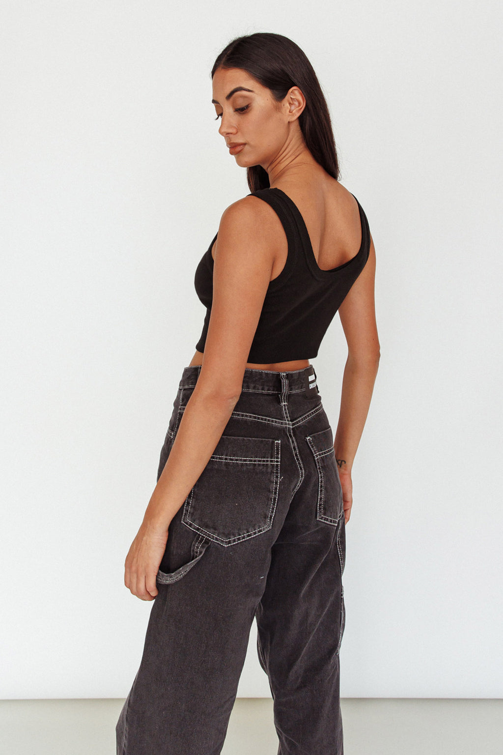Drifting Ribbed Crop Top Black by Selfie Leslie