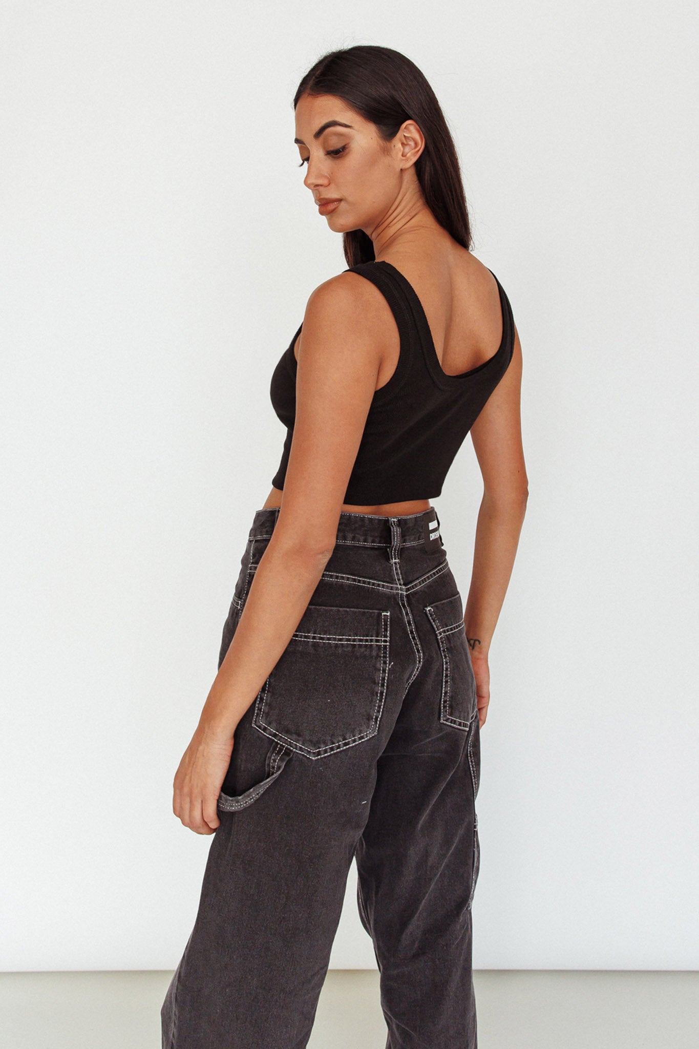 Drifting Ribbed Crop Top Black by Selfie Leslie