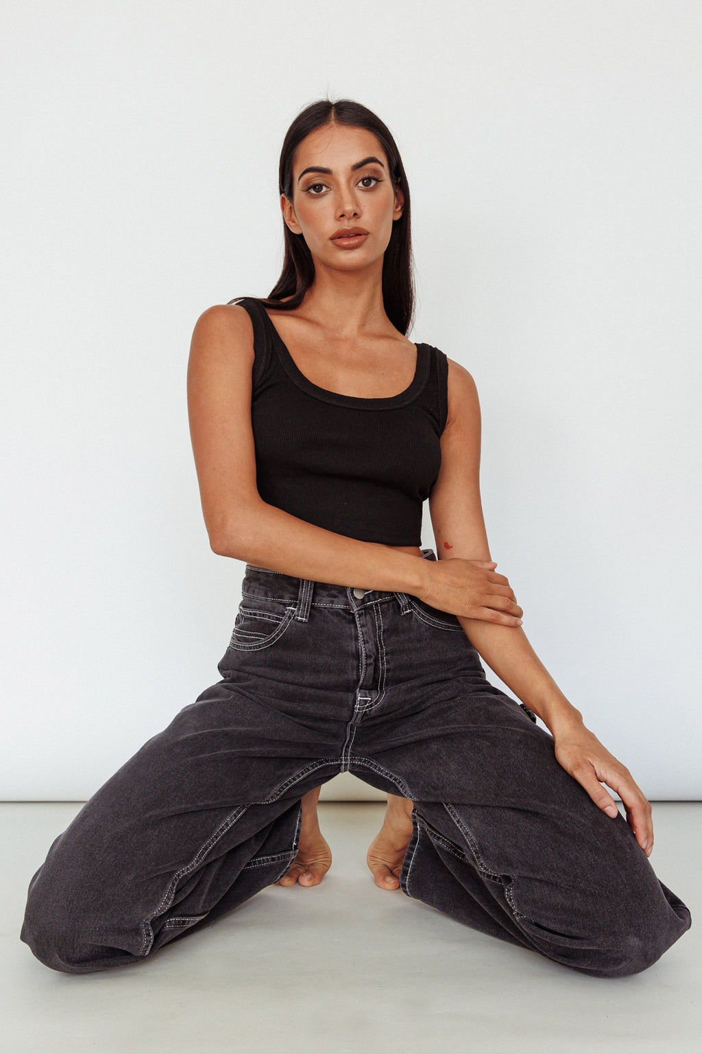 Drifting Ribbed Crop Top Black by Selfie Leslie