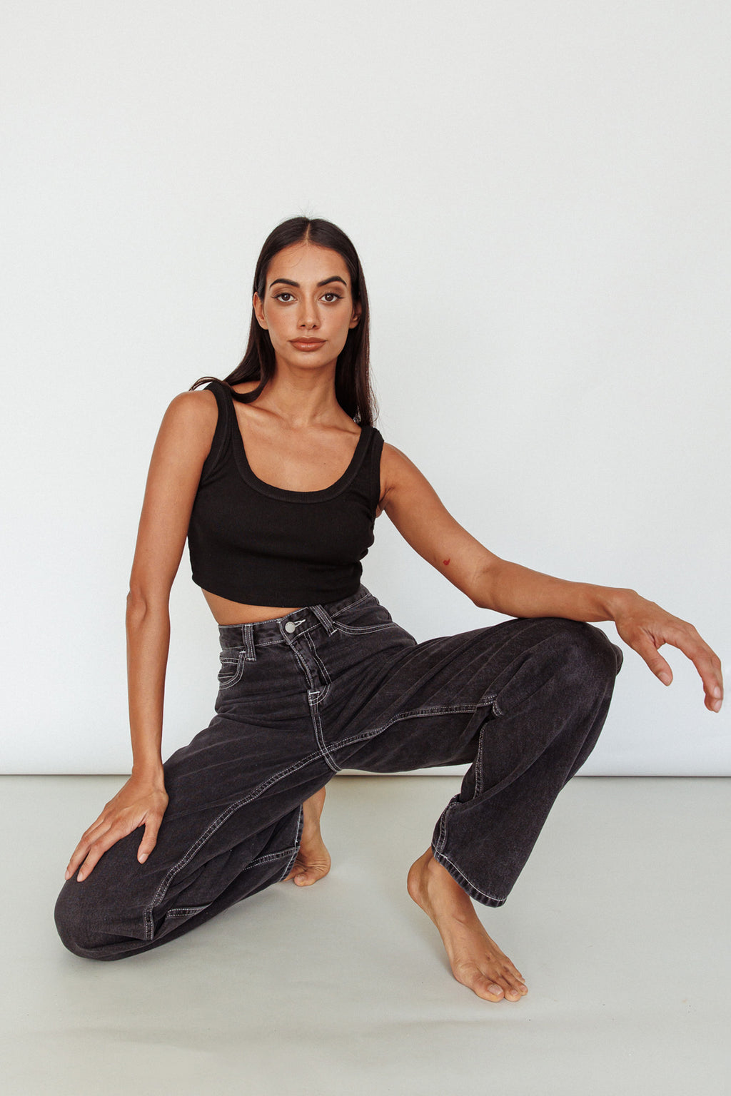 Drifting Ribbed Crop Top Black by Selfie Leslie