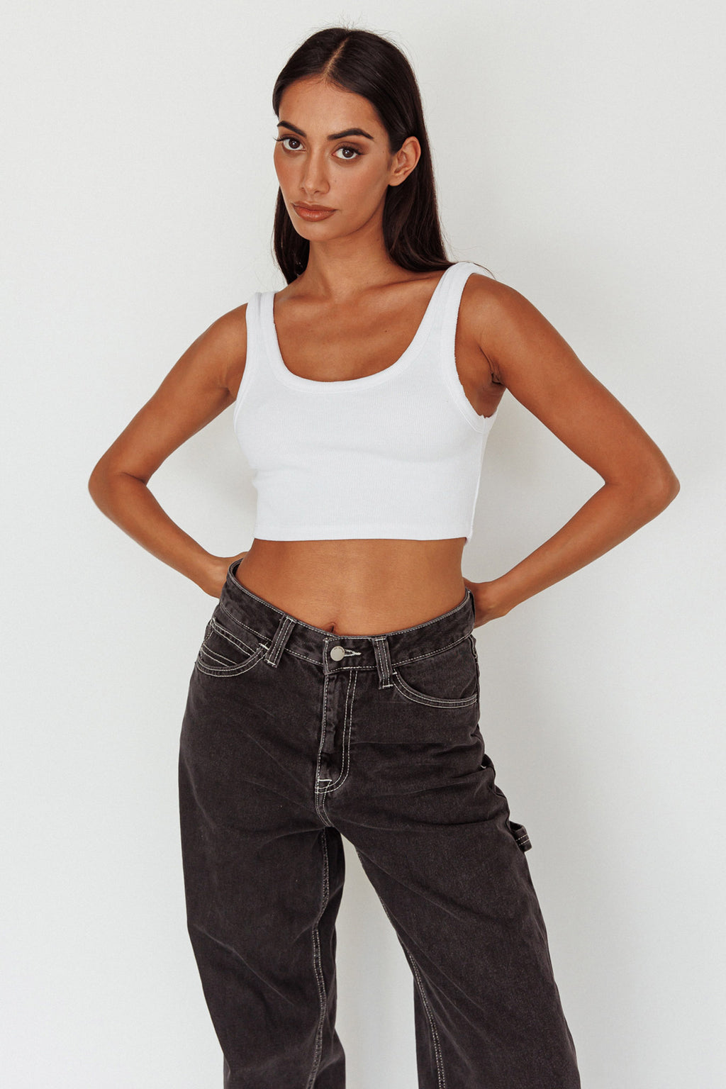 Drifting Ribbed Crop Top White by Selfie Leslie