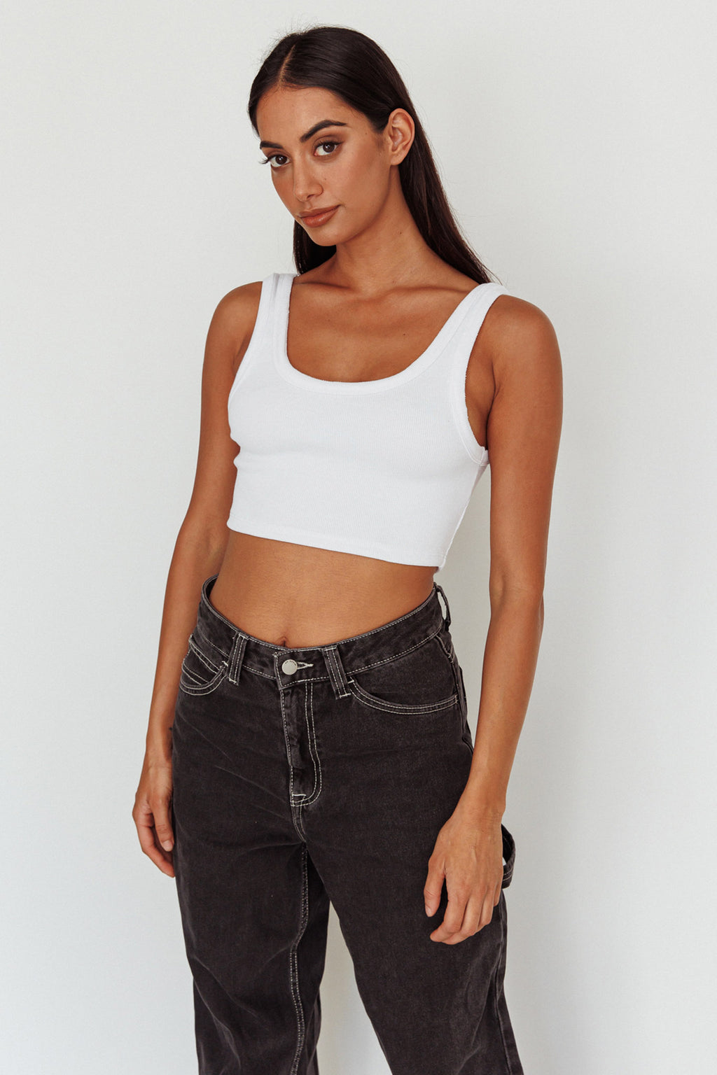 Drifting Ribbed Crop Top White by Selfie Leslie