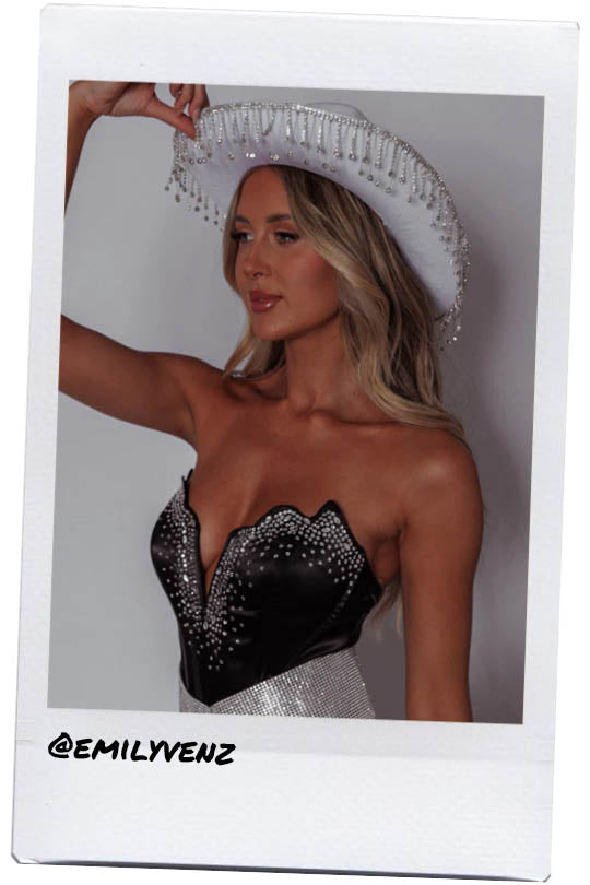 Up All Night Diamante Crop Top Black by Selfie Leslie