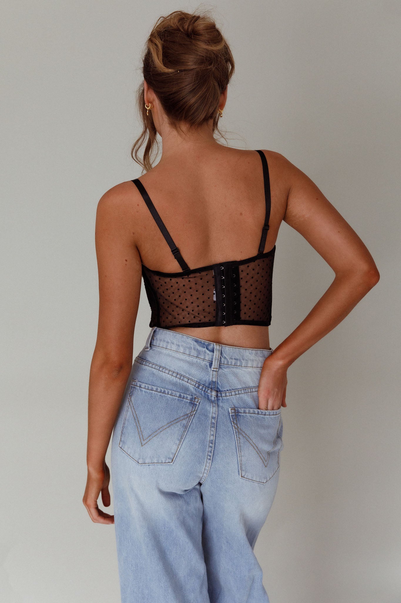 Stop And Stare Diamante Trim Crop Top Black by Selfie Leslie