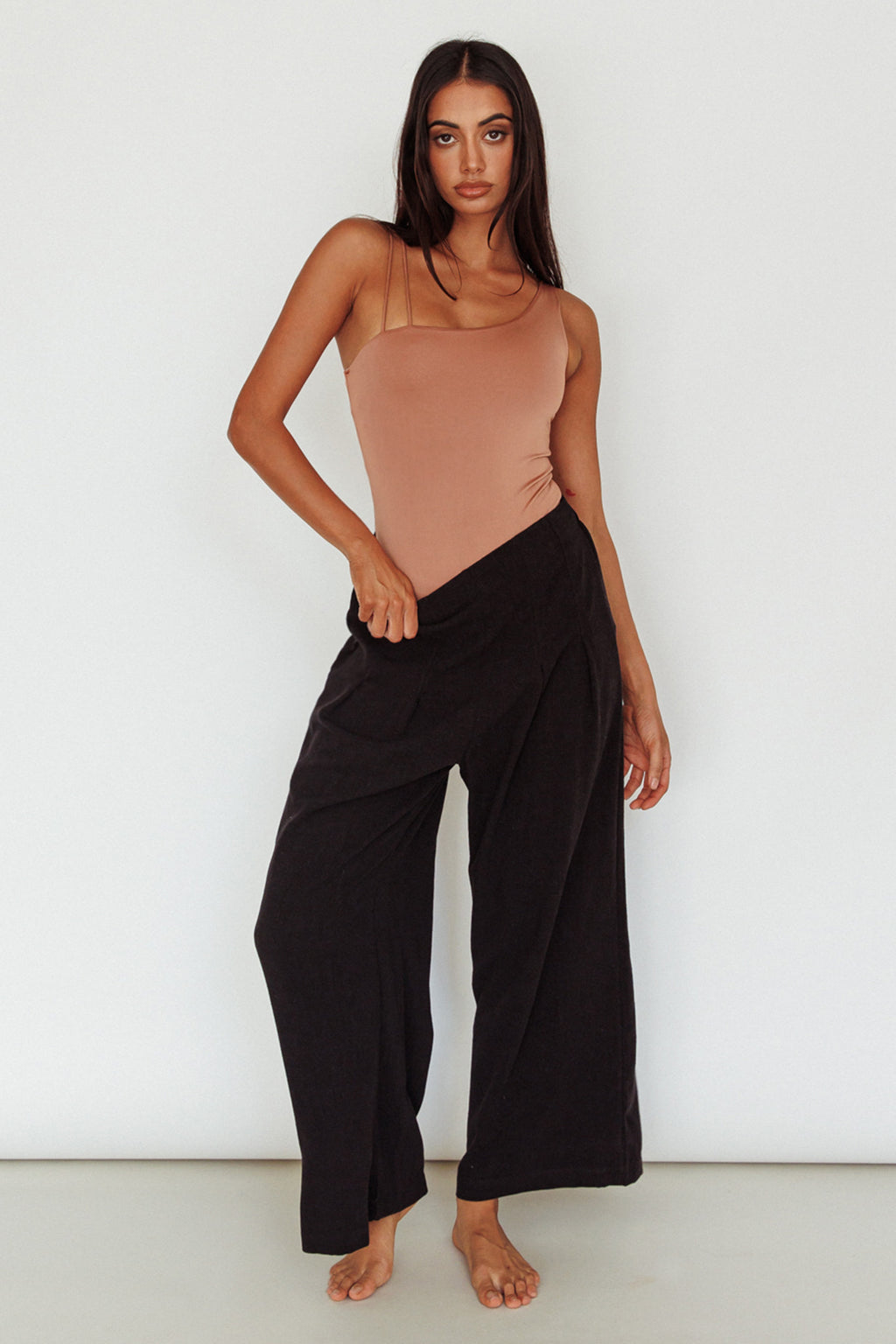 Bare Double Strap Bodysuit Mocha Mousse by Selfie Leslie