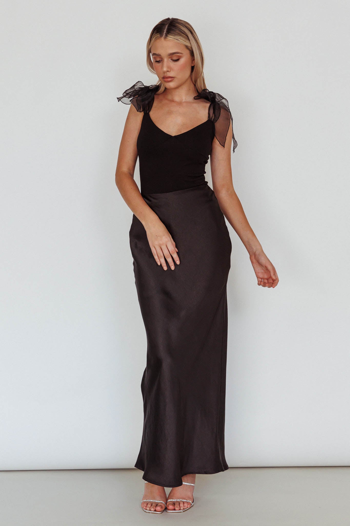 Midsomer Tied Shoulder Bodysuit Black by Selfie Leslie