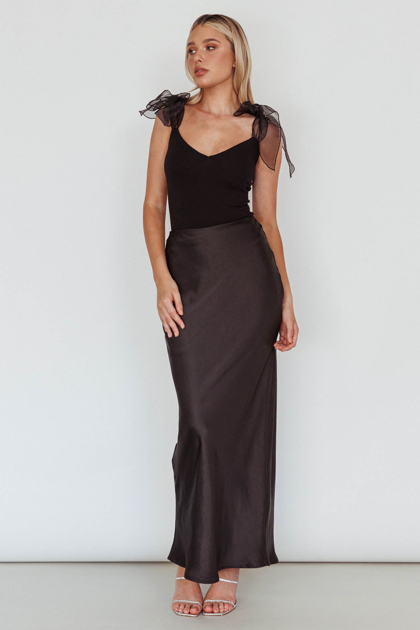 Midsomer Tied Shoulder Bodysuit Black by Selfie Leslie