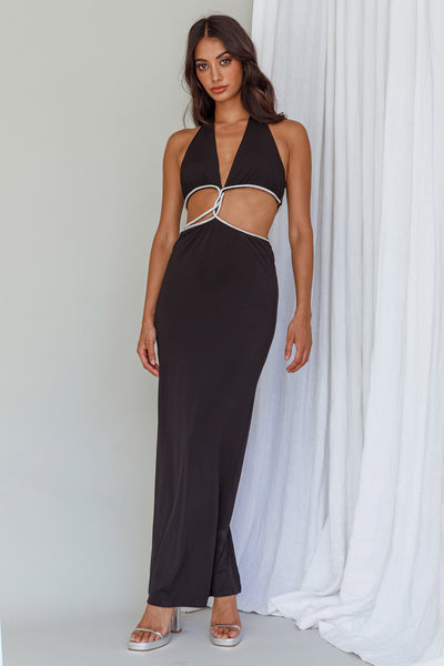 Shop the Starlight Stroll Cut-Out Diamante Dress Black