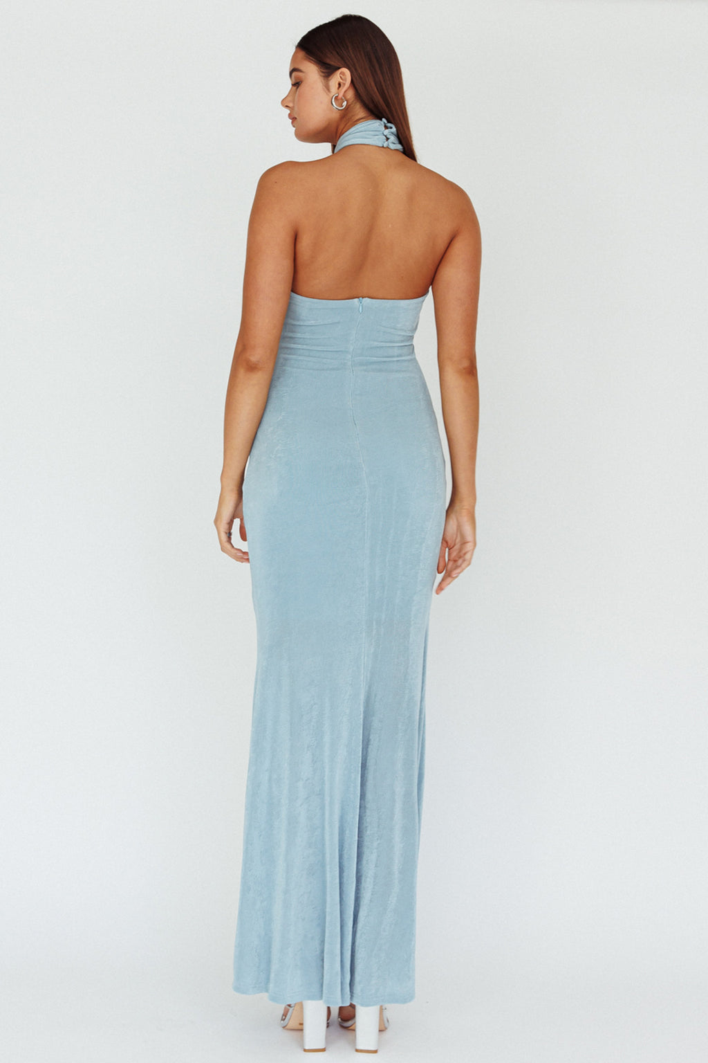Ileana Twist Bodice Maxi Dress Light Blue by Selfie Leslie