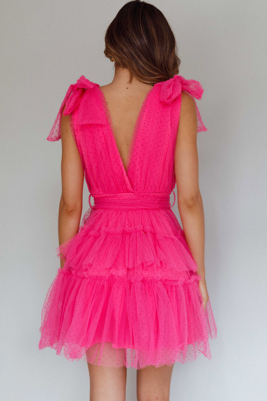 Lyra Spotted Tulle Mini Dress Hot Pink by Selfie Leslie
