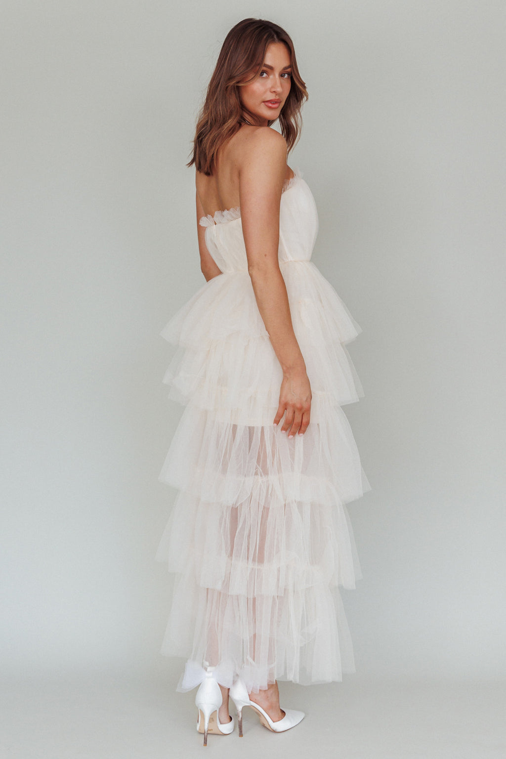 Written In The Stars Layered Tulle Maxi Dress Cream by Selfie Leslie
