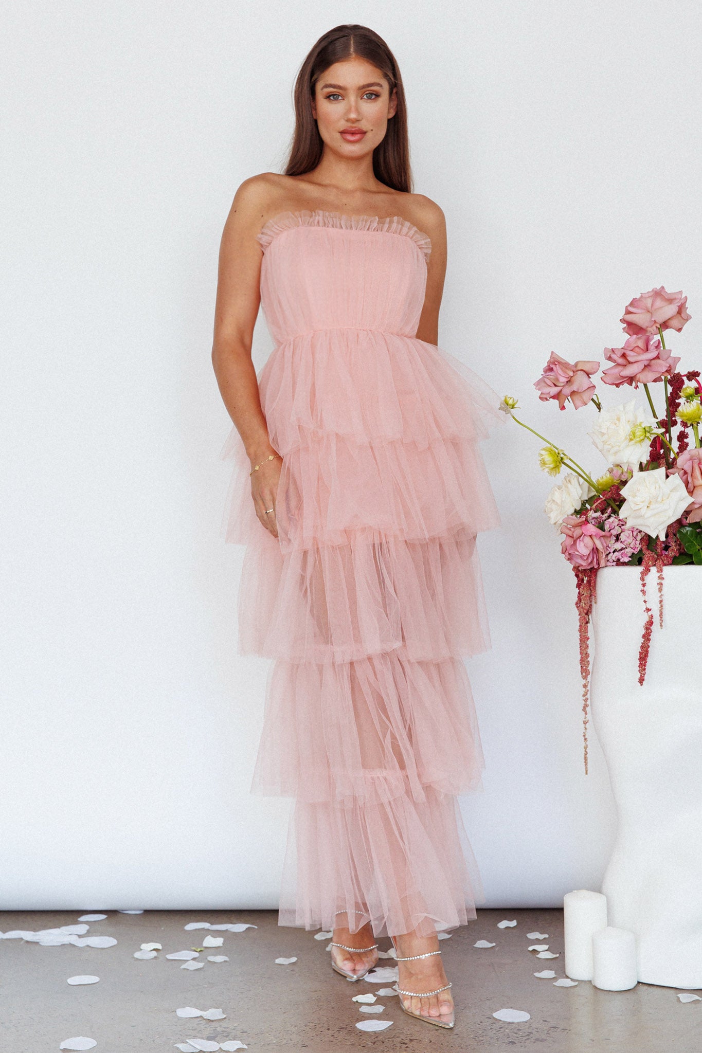 Written In The Stars Layered Tulle Maxi Dress Pink Written In The Stars Layered Tulle Maxi Dress Pink