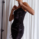 Chelle Ruched Side Mini Dress Black