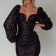 Jayde Balloon Sleeve Sequin Mini Dress Black
