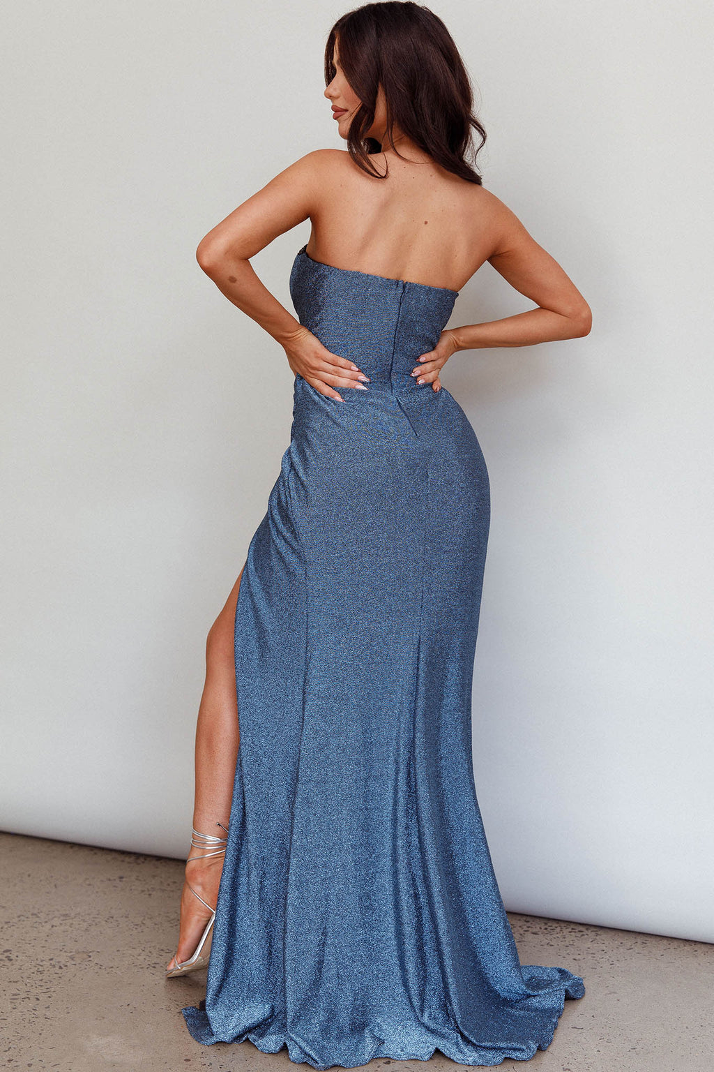 Jasinta Sweetheart Neckline Split Maxi Dress Blue by Selfie Leslie