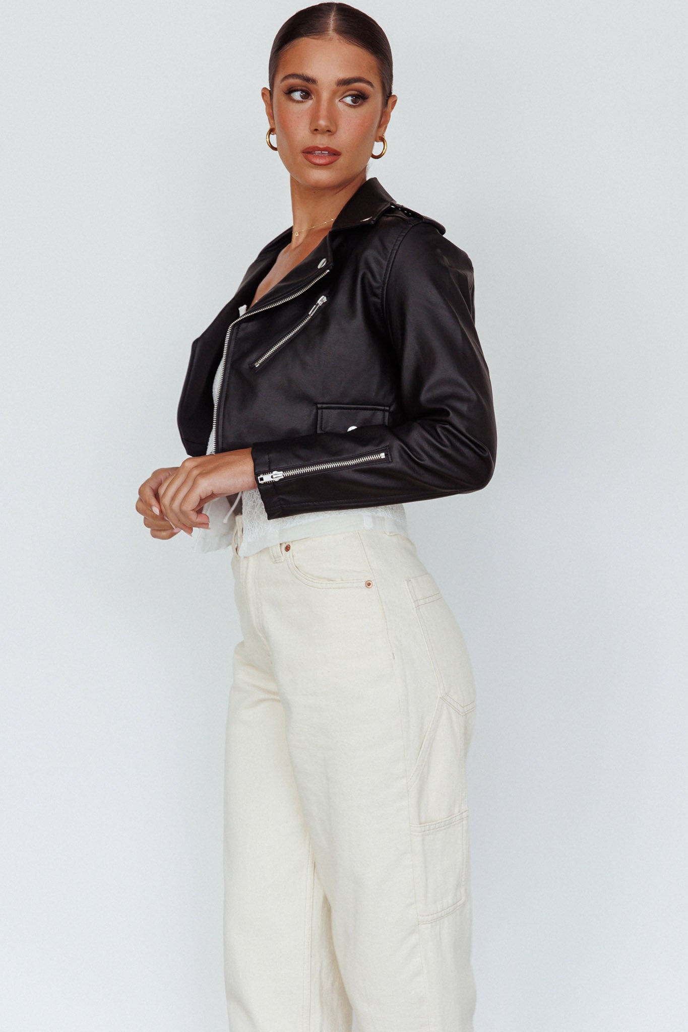 Toulouse Faux Leather Jacket Black by Selfie Leslie