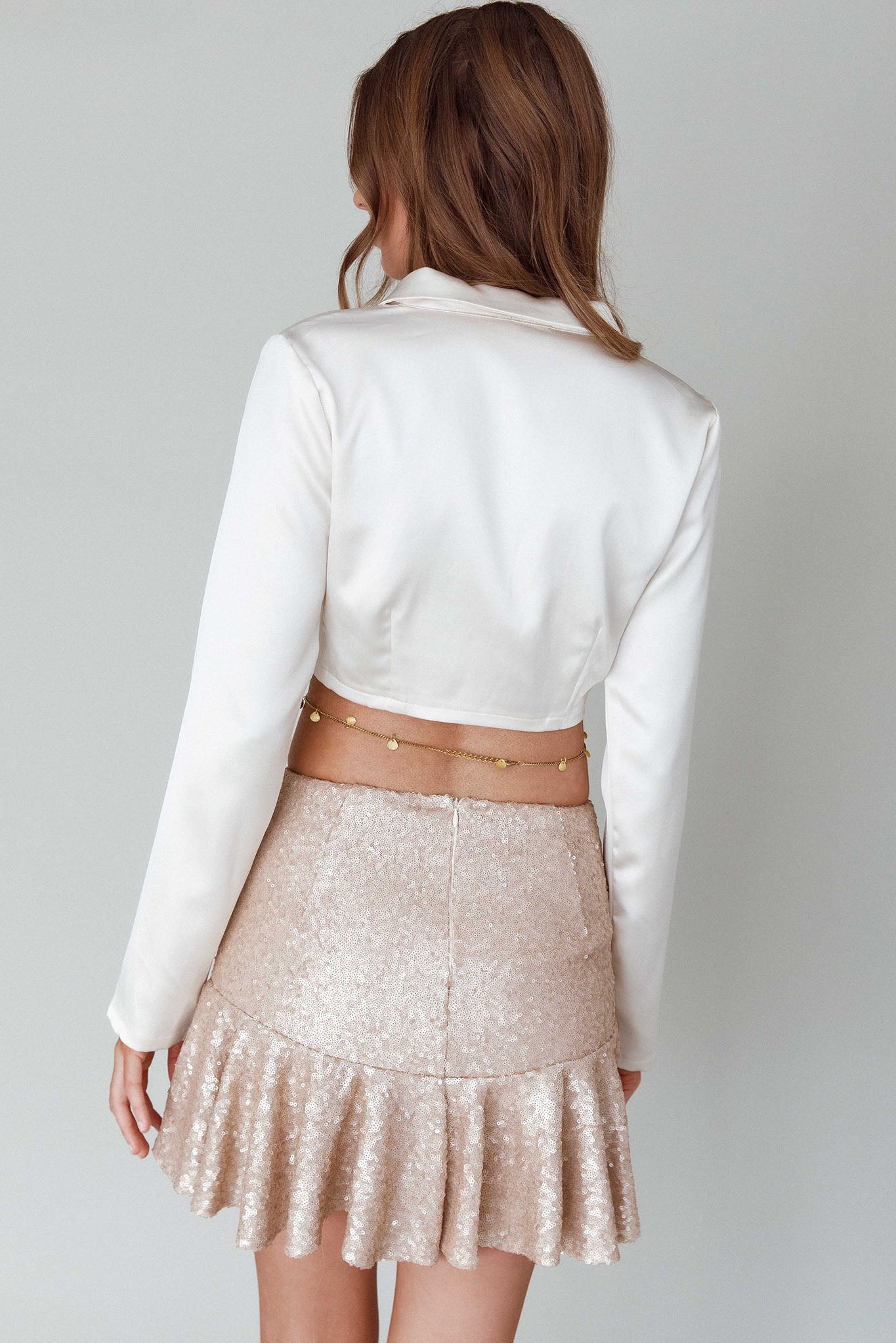 Risa Crop Satin Top Cream by Selfie Leslie