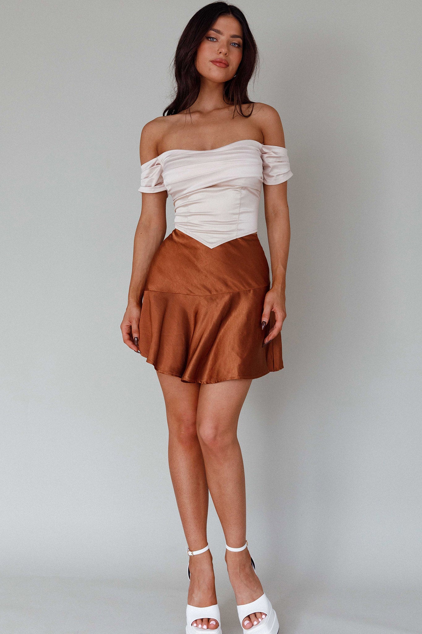 Je T’aime Off-Shoulder Top Champagne by Selfie Leslie