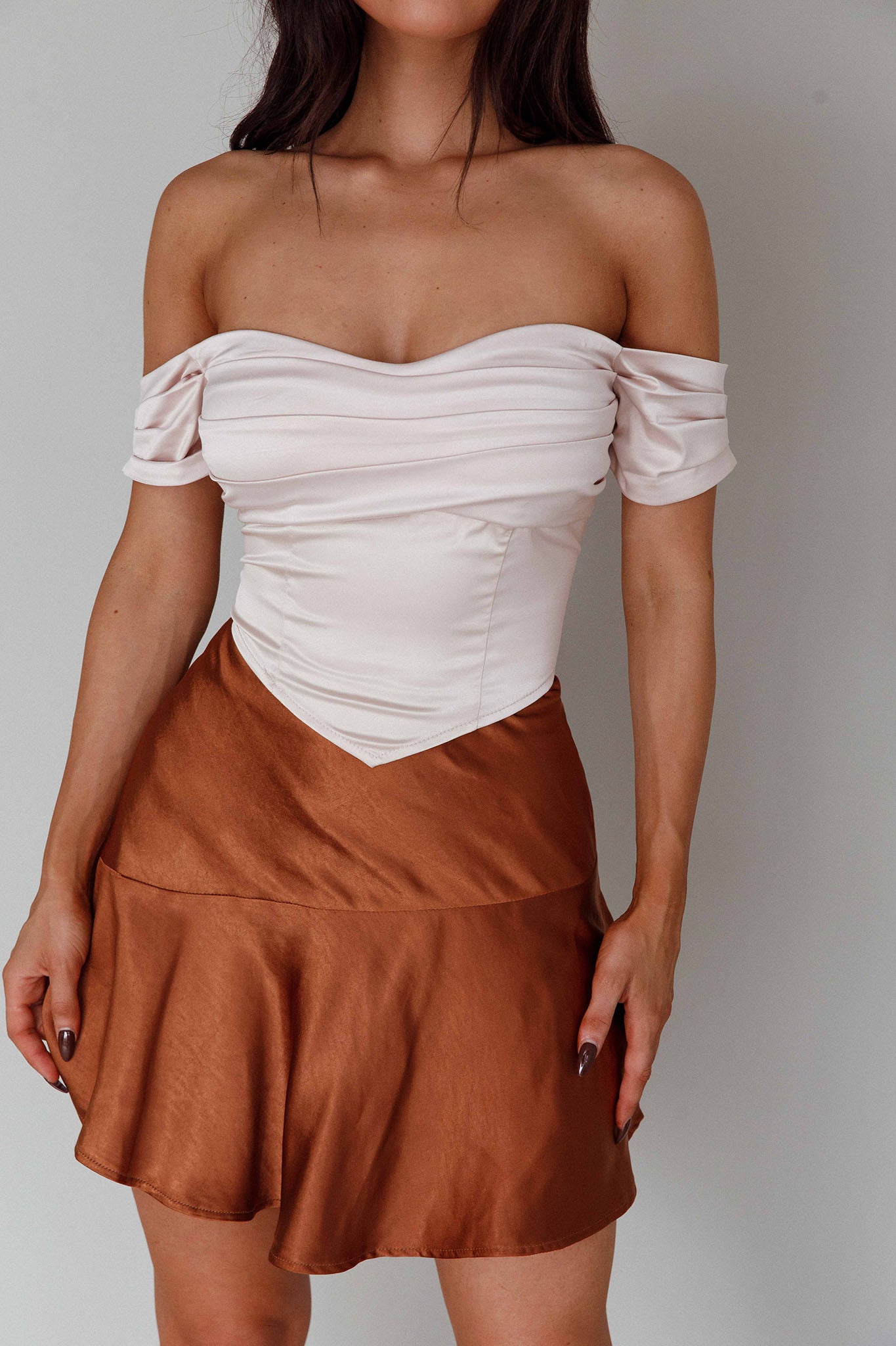 Je T’aime Off-Shoulder Top Champagne by Selfie Leslie