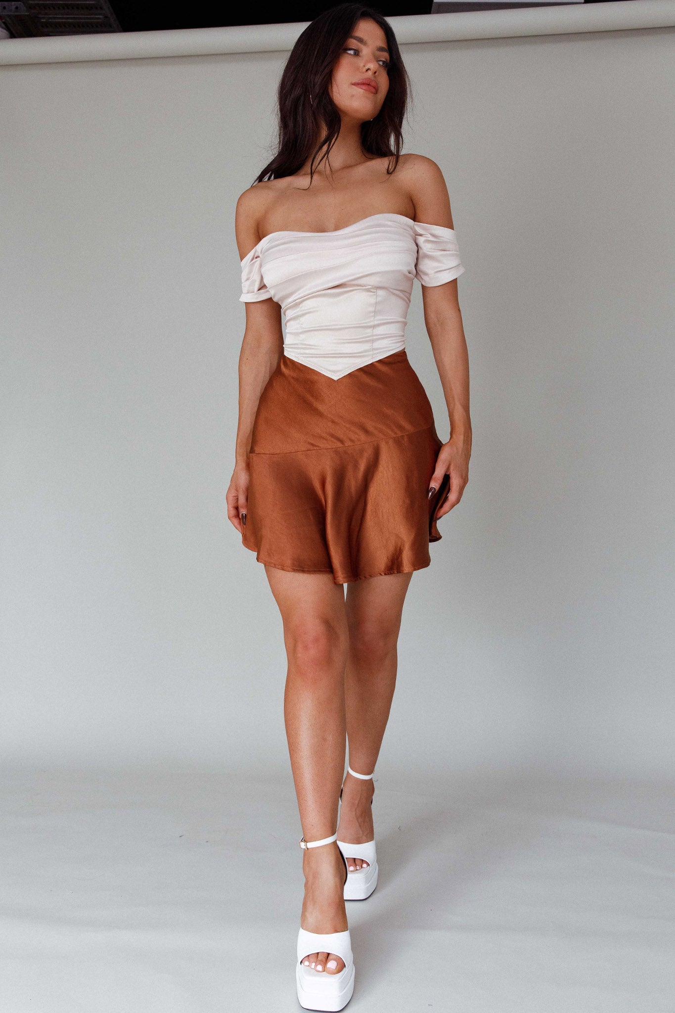 Je T’aime Off-Shoulder Top Champagne by Selfie Leslie