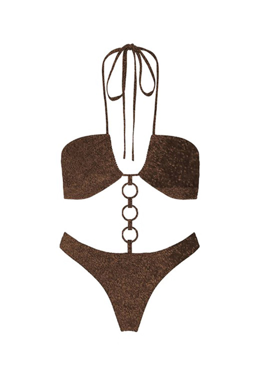 Barbados Halterneck One Piece Swimsuit Brown by Selfie Leslie