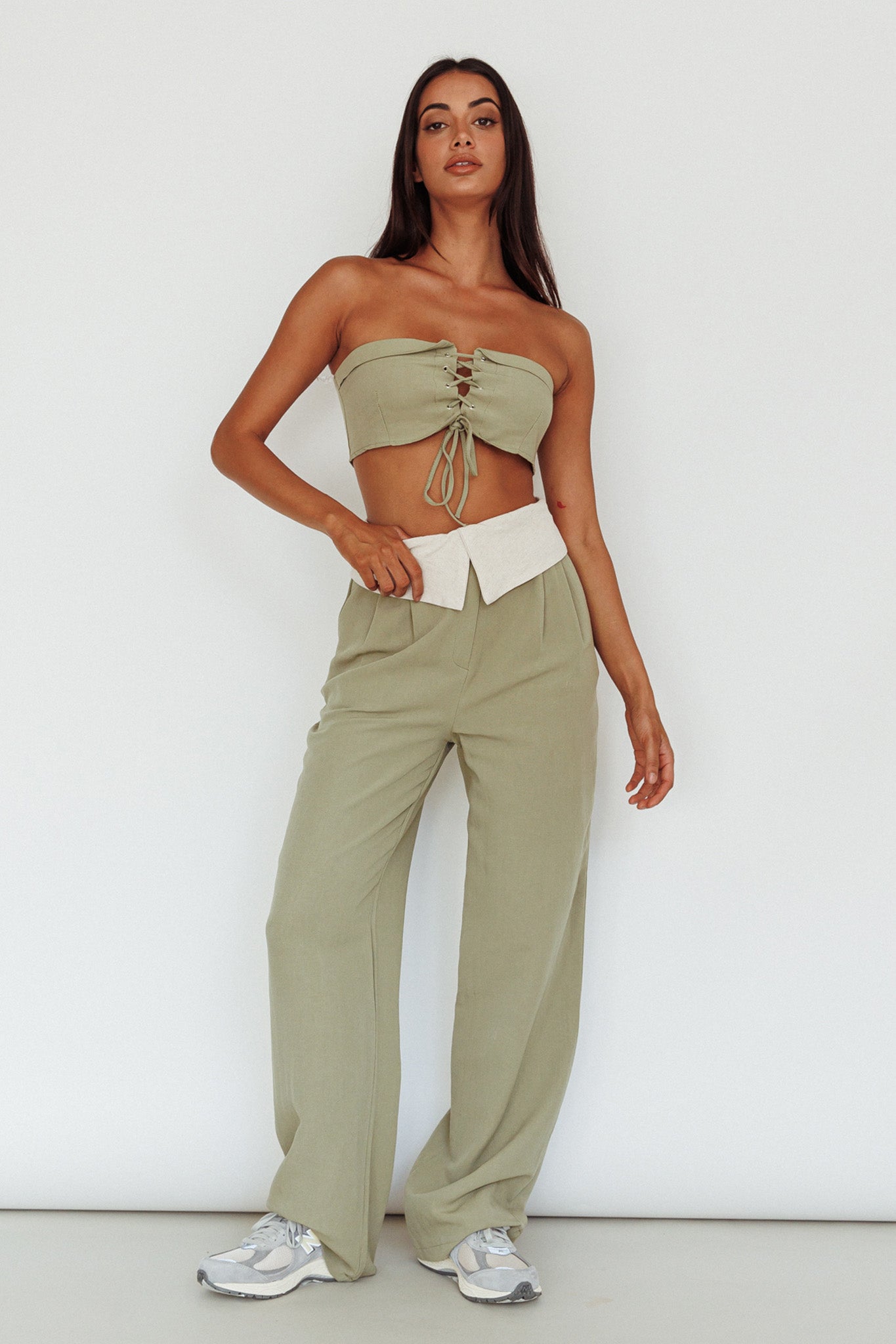 East Village Foldover Pants Sage by Selfie Leslie