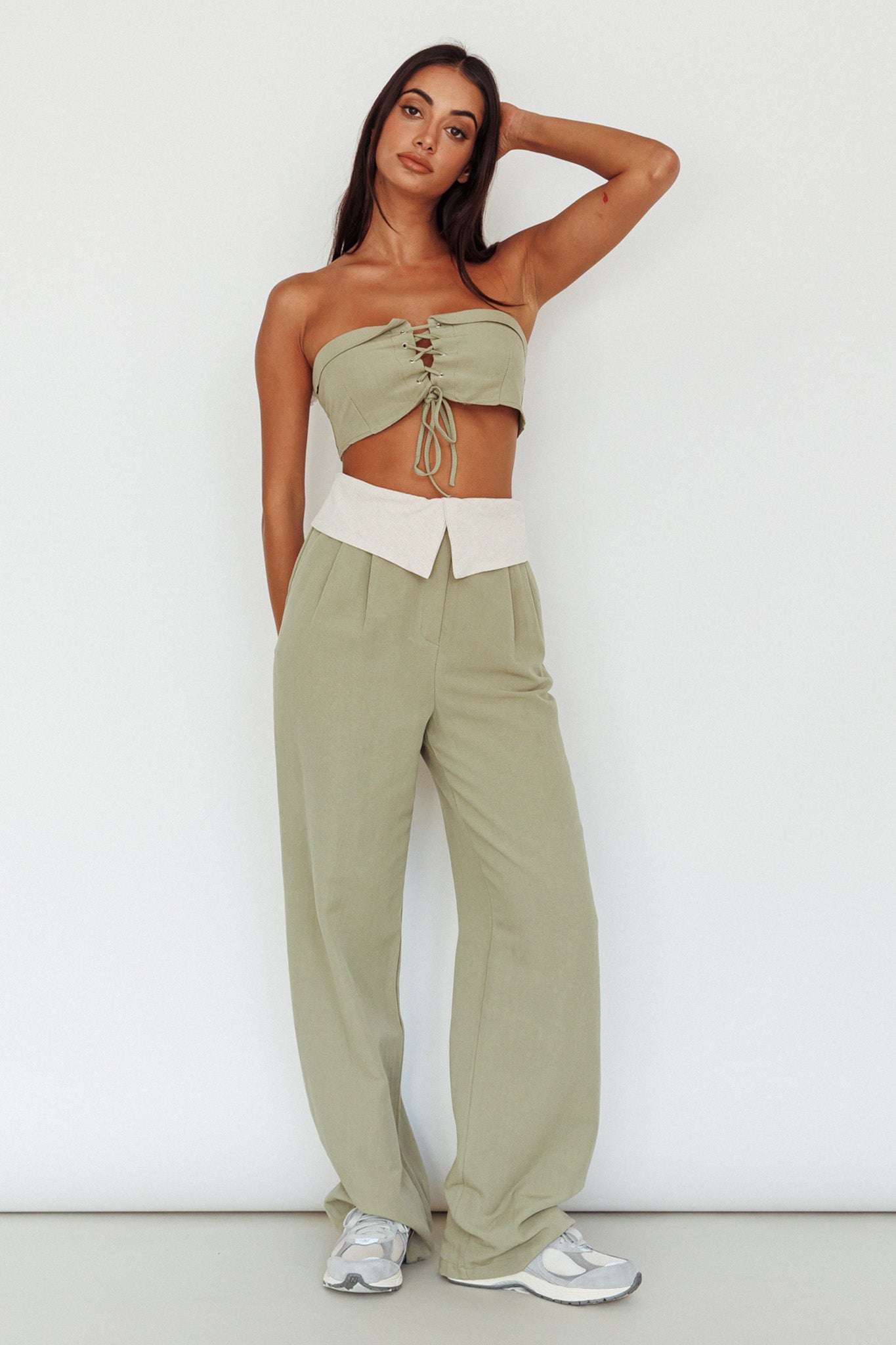 East Village Foldover Pants Sage by Selfie Leslie